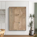 Beige Collage - Style Abstract Painting for Eclectic Interiors HENG336