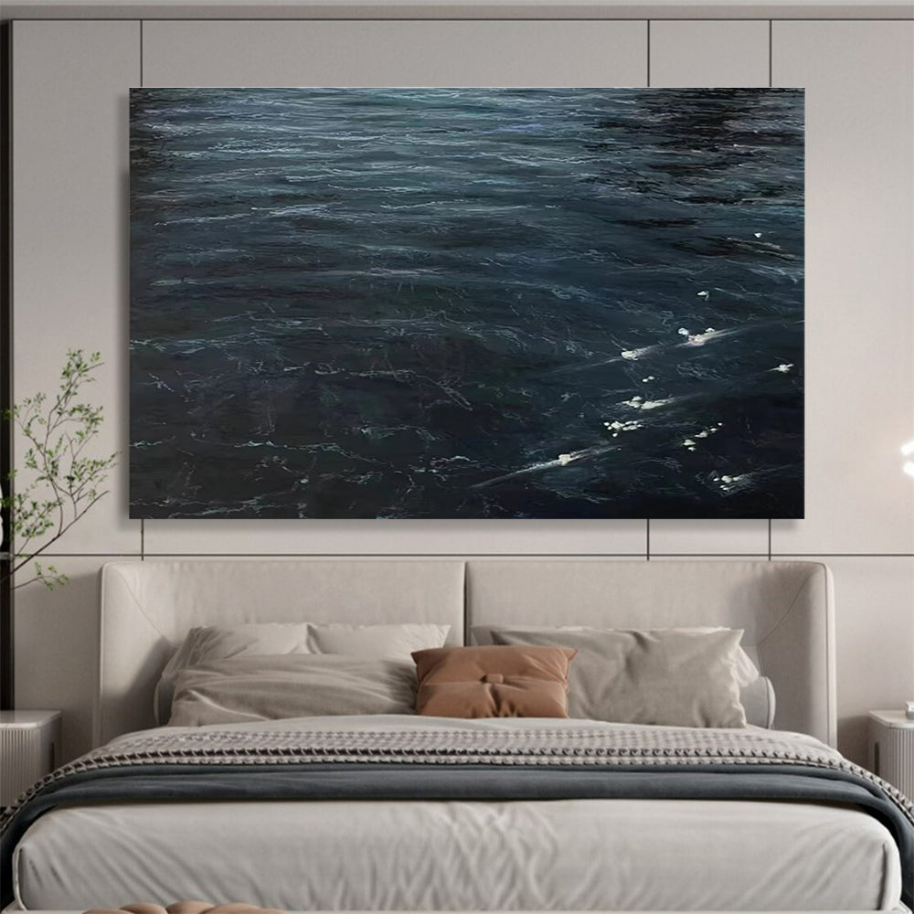 Dark Sea Abstract Painting for Nautical - Themed Home Theaters YHT265