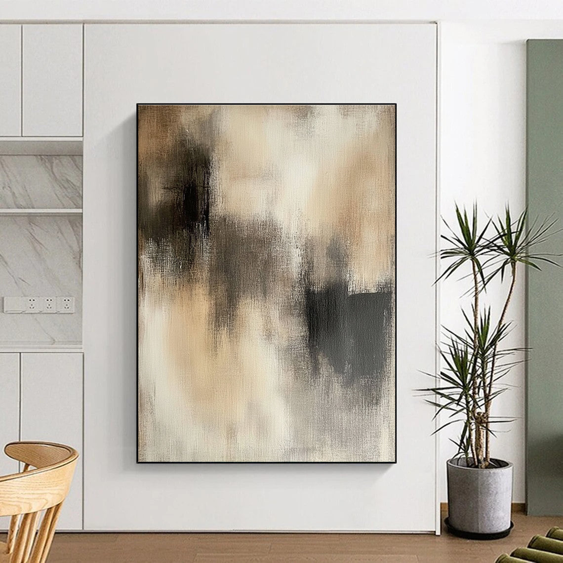 Monochrome Blur Abstract Painting for Zen - Inspired Meditation Centers GAB1217