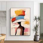 Colorful Hat - Wearing Figure Abstract Painting for Fashion - Inspired Interiors HENG324
