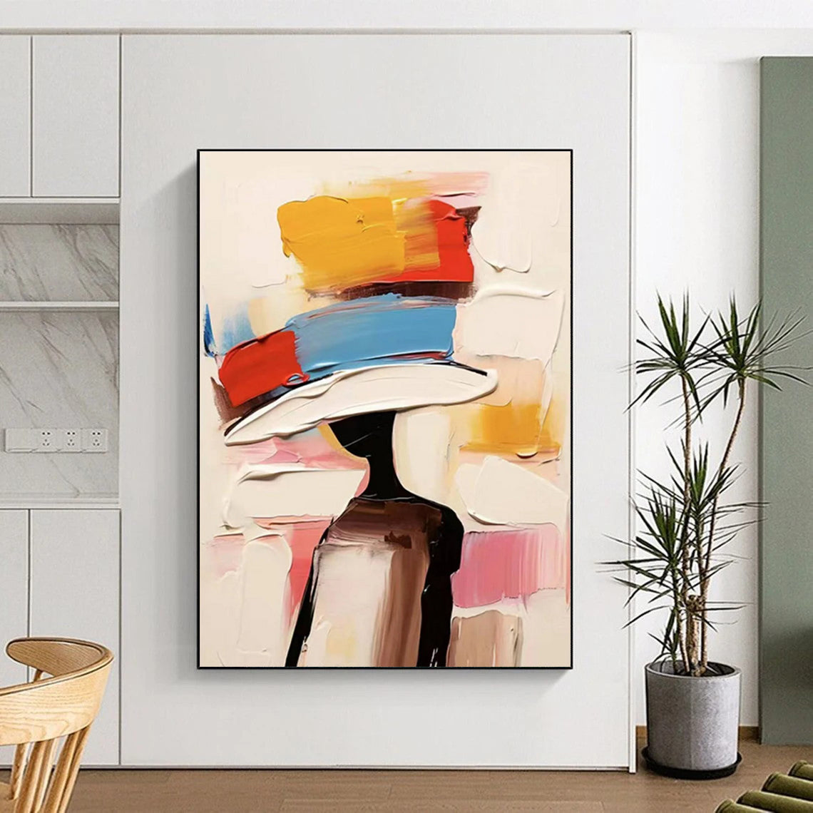 Colorful Hat - Wearing Figure Abstract Painting for Fashion - Inspired Interiors HENG324