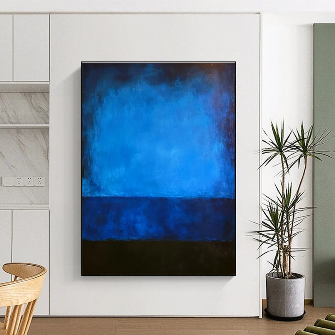 Blue Gradient Layers Abstract Painting with Calming Depth WINK087