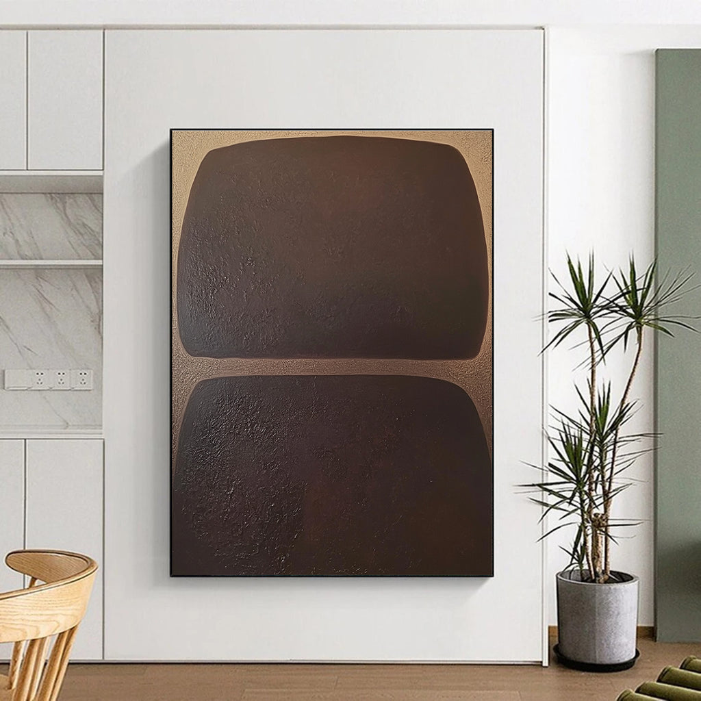 Dark Rectangular Abstract Shapes Painting with Subtle Mystery WINK061