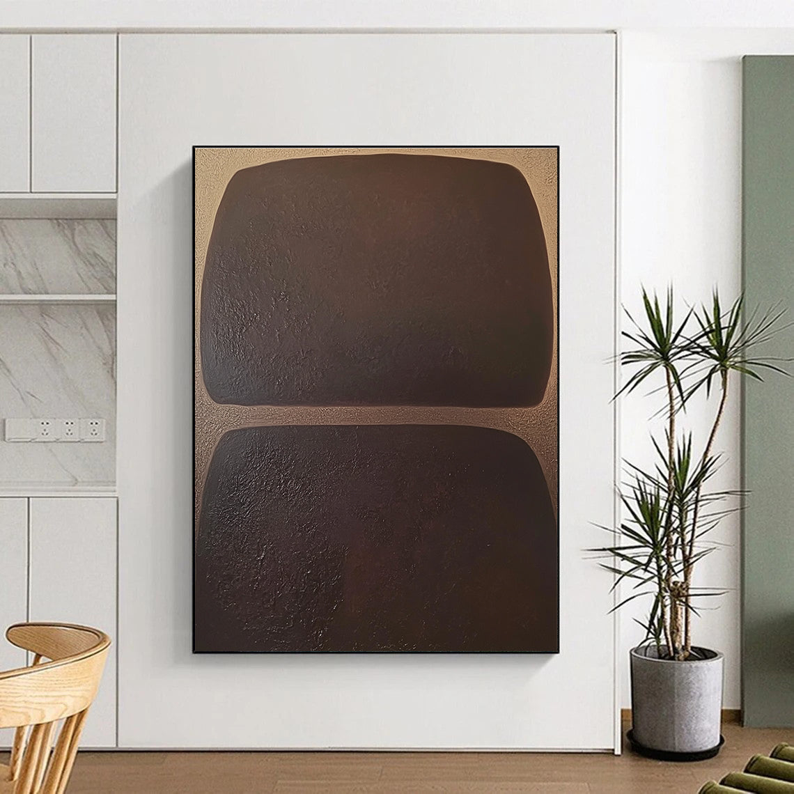 Dark Rectangular Abstract Shapes Painting with Subtle Mystery WINK061