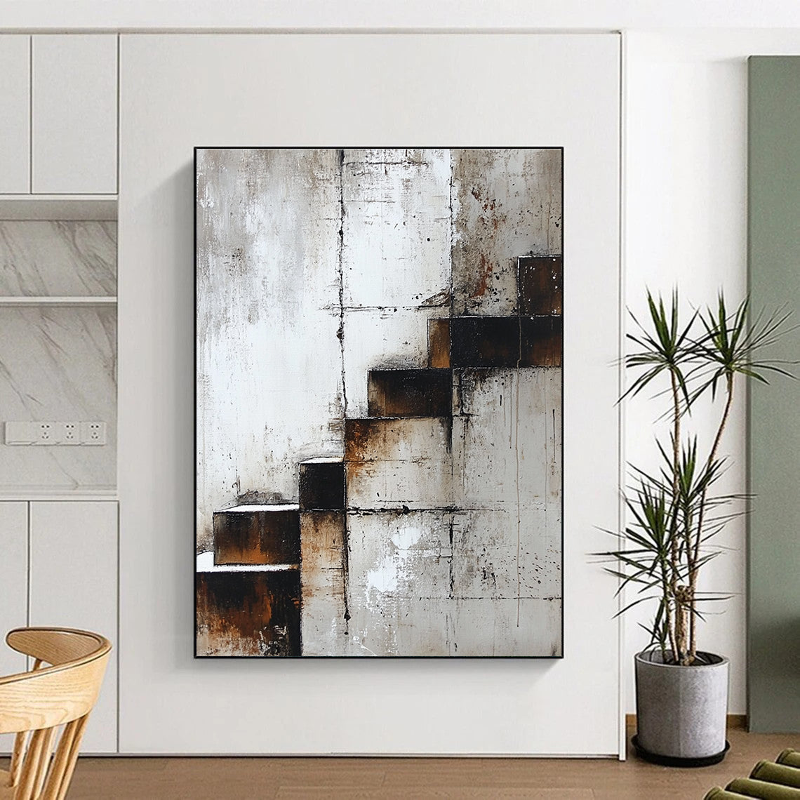Rustic Staircase - Industrial Abstract Painting GAB0624