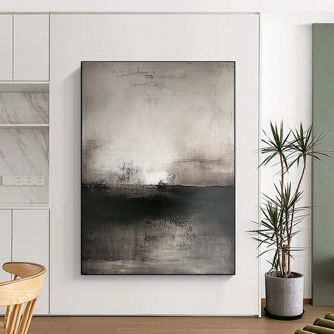 Gray Abstract Horizon - Subtle Landscape Abstract Art GAB0518