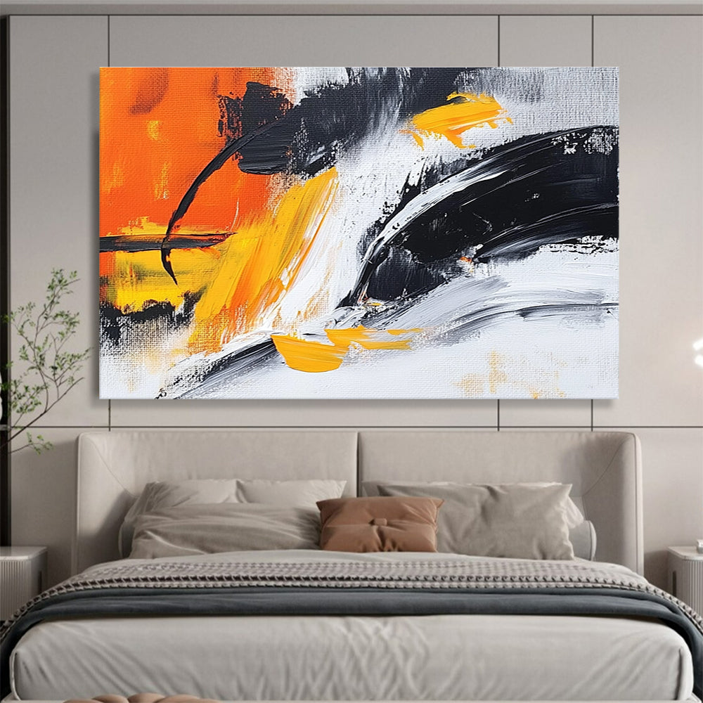 Orange and Black Dynamic Abstract Painting ABS301