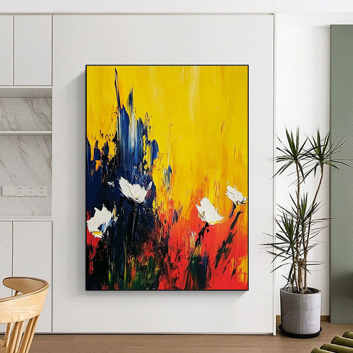 Bold Color - Clash Floral Abstract Painting for Art - Loving Restaurants GAB0875