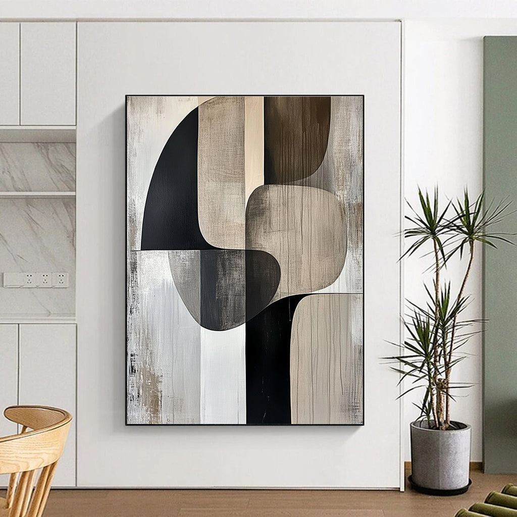 Monochrome Shapes Abstract Painting with Timeless Simplicity WINK694