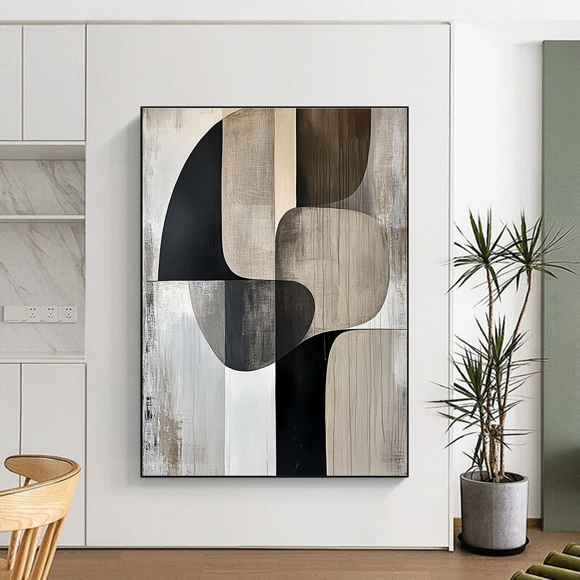Monochrome Shapes Abstract Painting with Timeless Simplicity WINK694