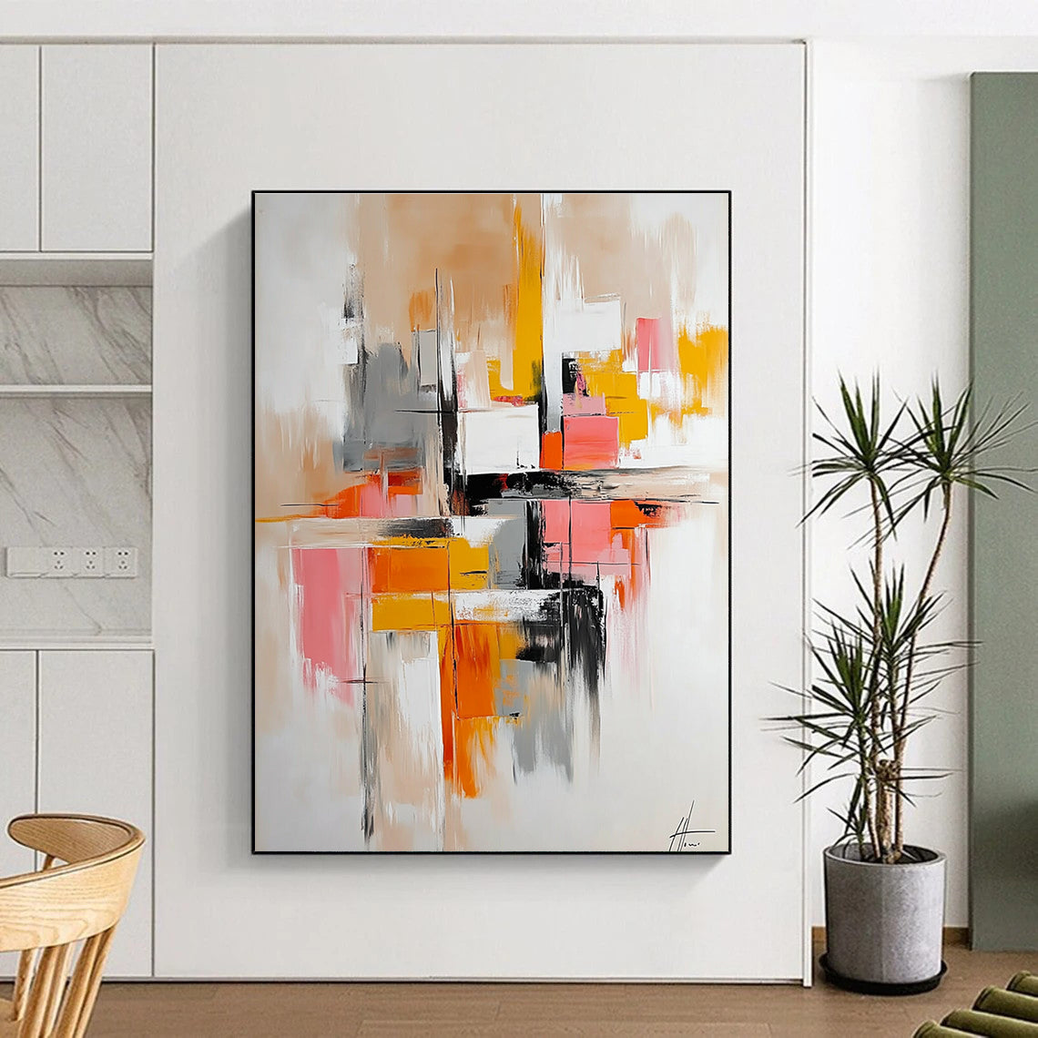 Colorful Geometric Abstract Painting with Modern Flair WINK687