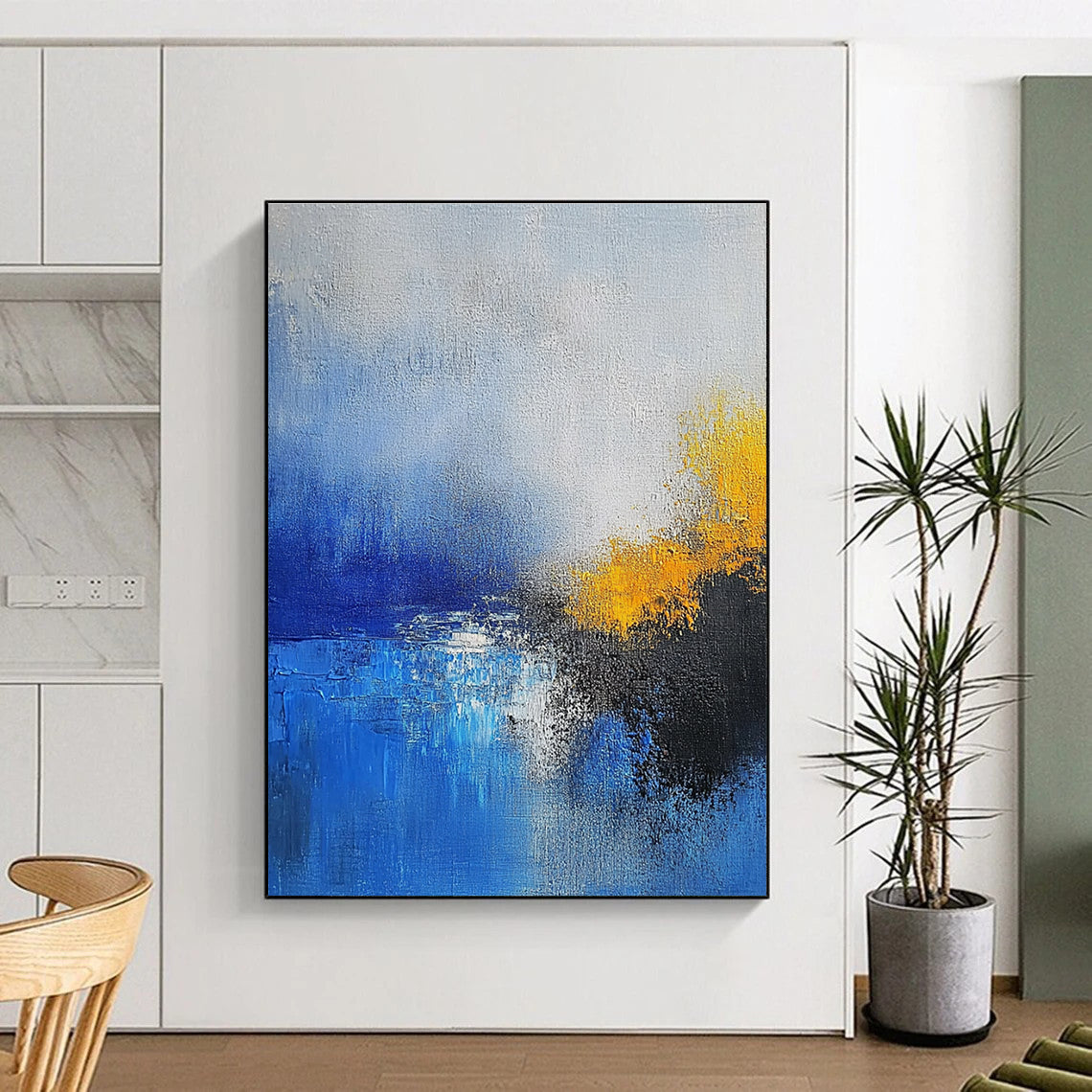 Blue - Yellow Abstract Landscape Painting with Dreamy Serenity WINK382