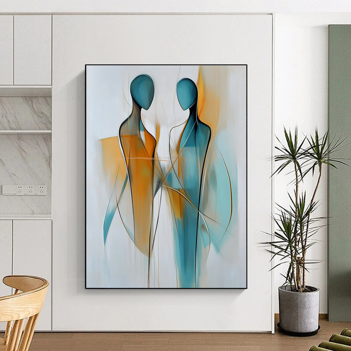 Connected Figure Abstract Painting for Community Center Gathering Spaces GAB1178