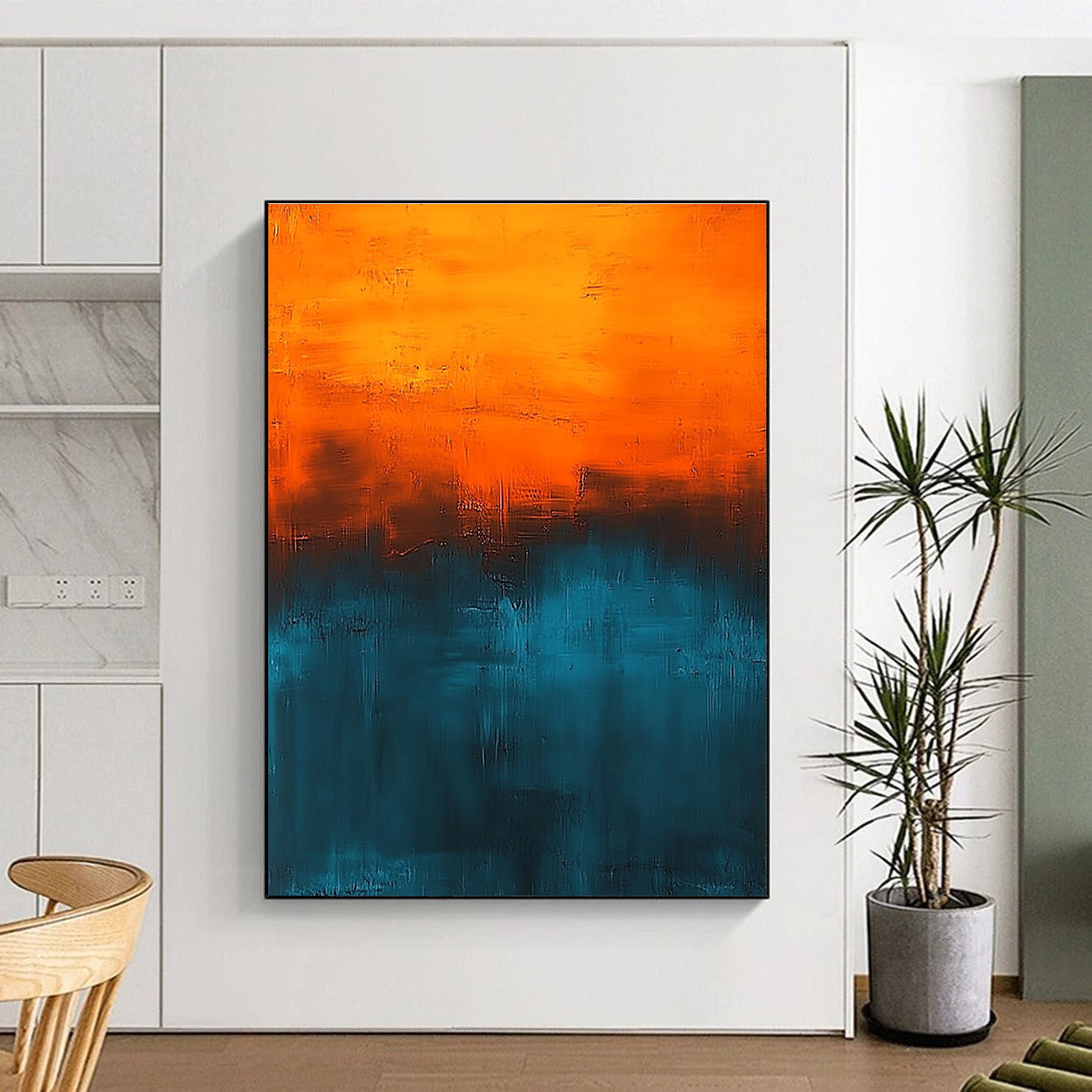 Orange Blue Abstract Gradient Painting with Smooth Transitions WINK658