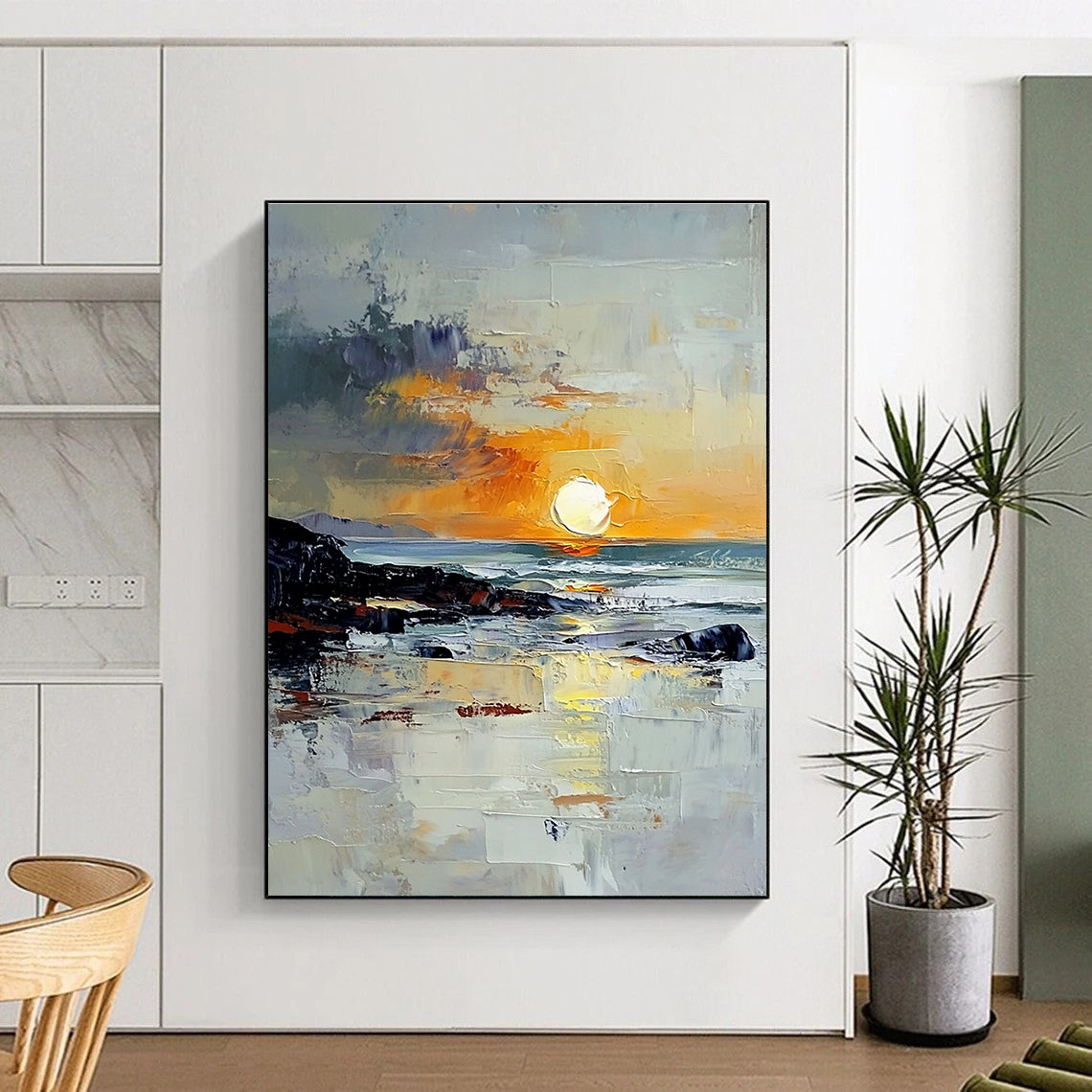 Sunset by the Sea Abstract Painting for Romantic - Themed Restaurants GAB1299
