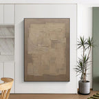 Beige Textured Cubes Abstract Painting for Minimalist Living Spaces HENG490