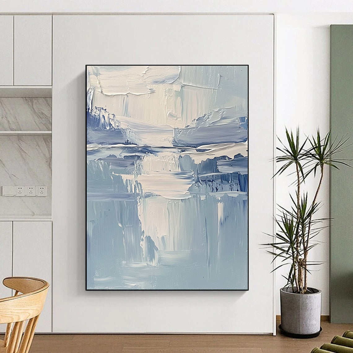 Textured Blue Abstract Painting with Calming Depths WINK761
