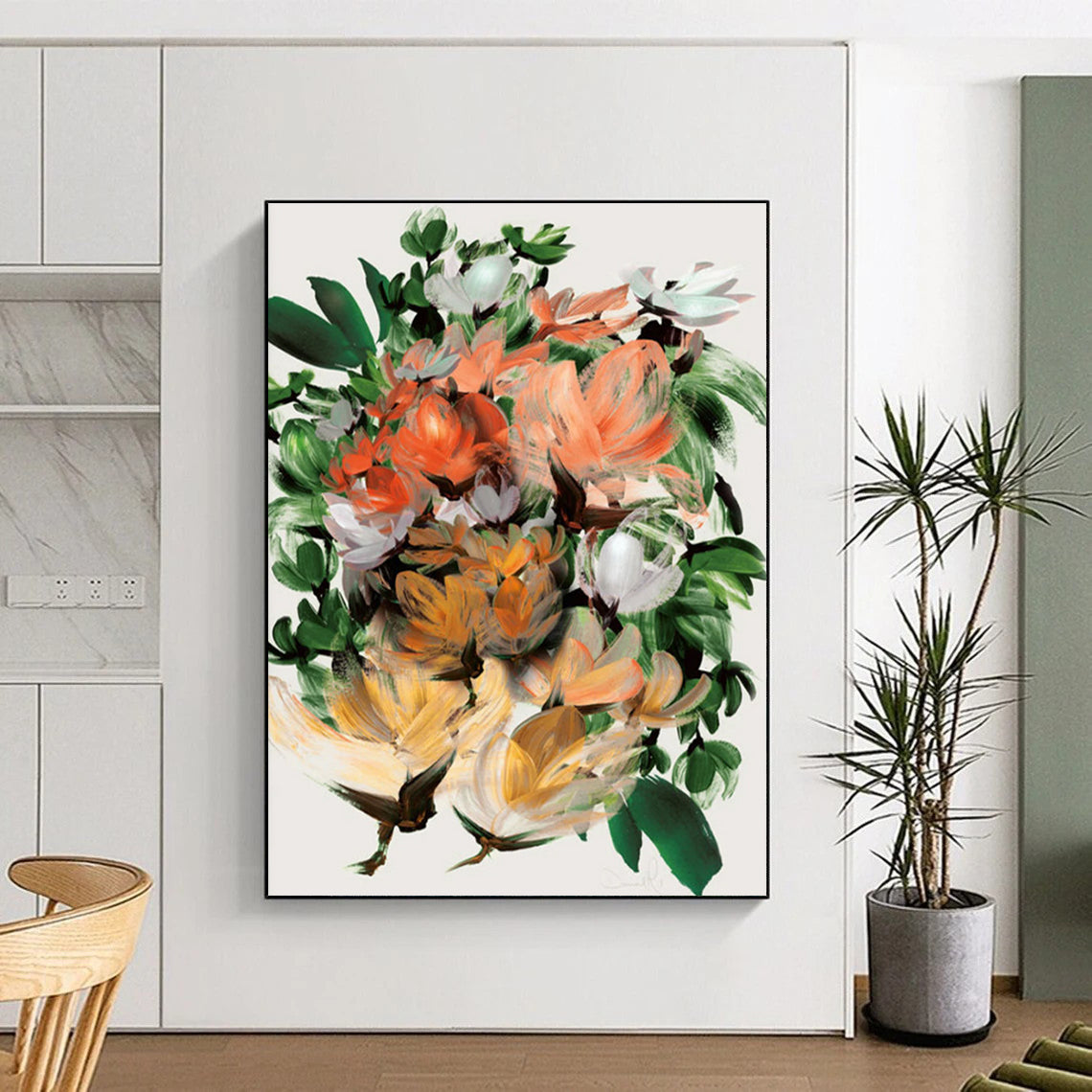 Vibrant Floral Bouquet Abstract Painting for Garden - Themed Restaurants HENG217