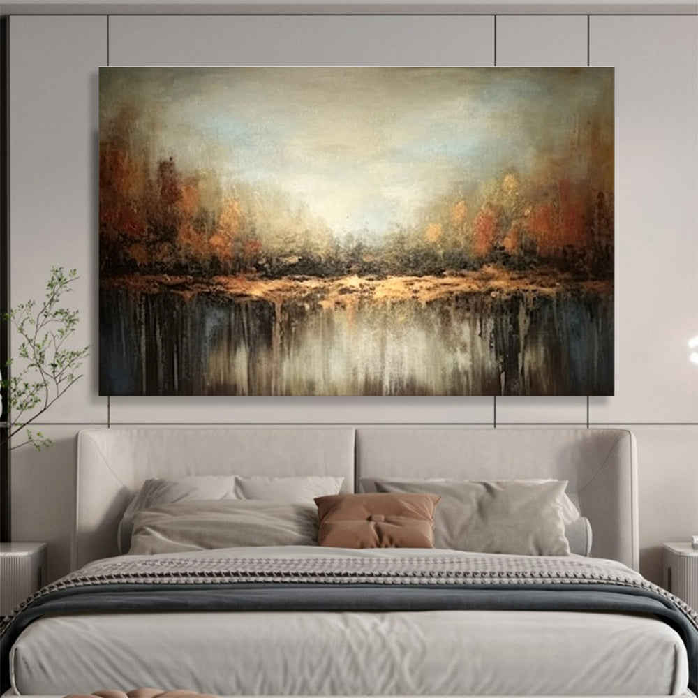 Autumn Forest Reflection Abstract Painting for Seasonal Spaces YHT059