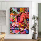 Dynamic Repeated Pink Abstract Painting for Modern Decor HENG295