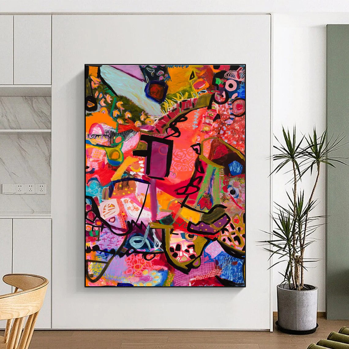 Dynamic Repeated Pink Abstract Painting for Modern Decor HENG295