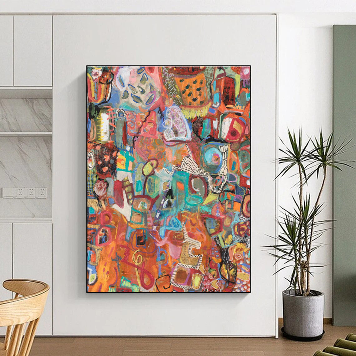 Vibrant Colorful Abstract Mosaic Painting for Lively Interiors HENG291