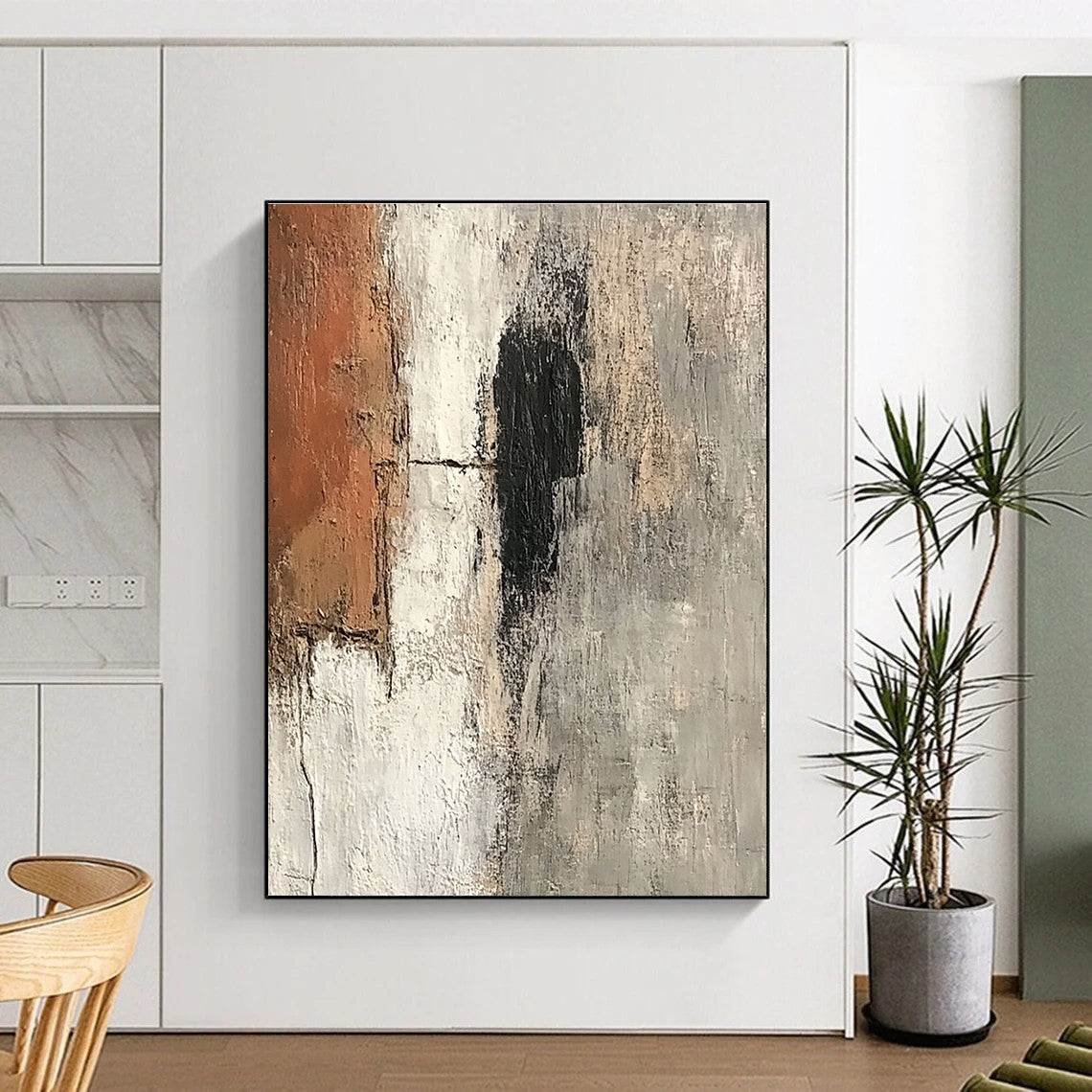 Neutral Textured Abstract Painting with Understated Complexity WINK586