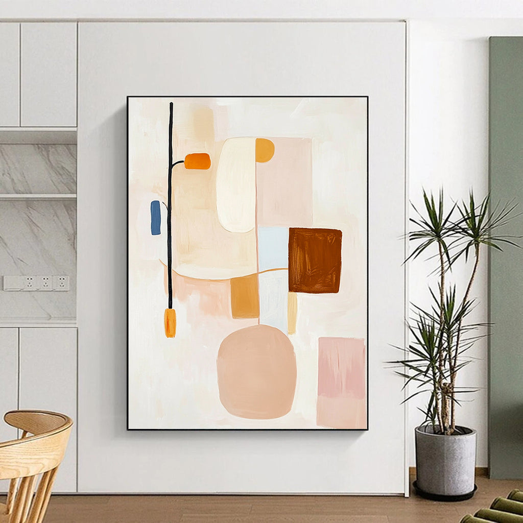 Soft Pastel Shapes Abstract Painting for Serene Interiors GAB0687