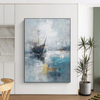 Ship in Mist Abstract - Nautical Landscape Art GAB0552