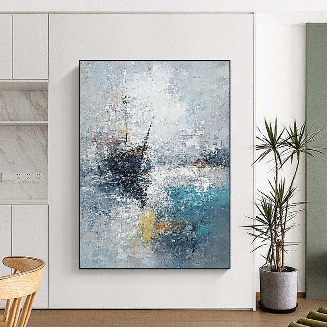 Ship in Mist Abstract - Nautical Landscape Art GAB0552