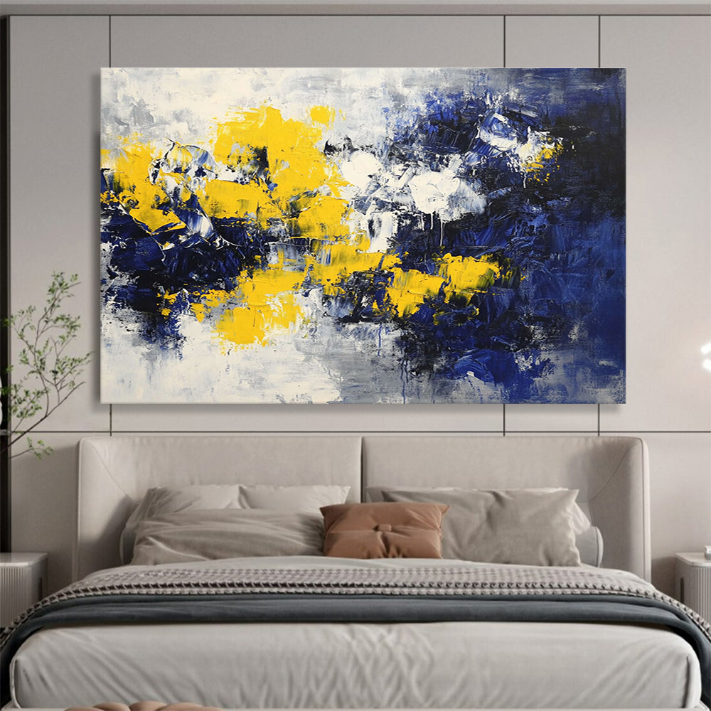 Dynamic Yellow and Blue Clash Abstract Painting ABS192