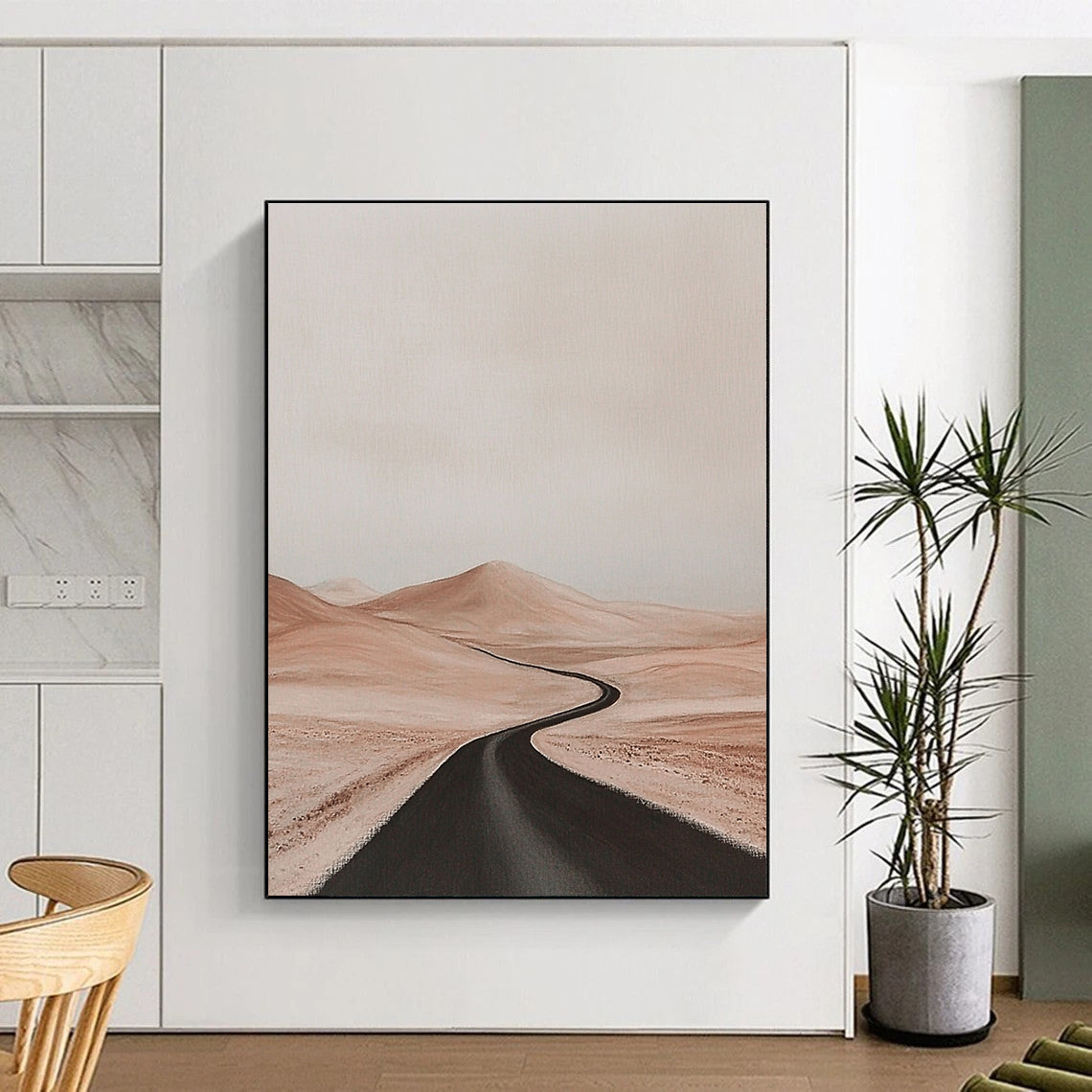 Desert Road Landscape Minimalist Scenic Abstract Painting GAB0231