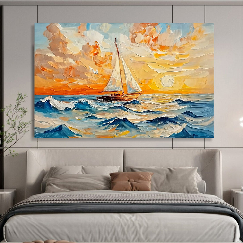 Sailboat at Sunset - Nautical Beauty on Canvas ABS011