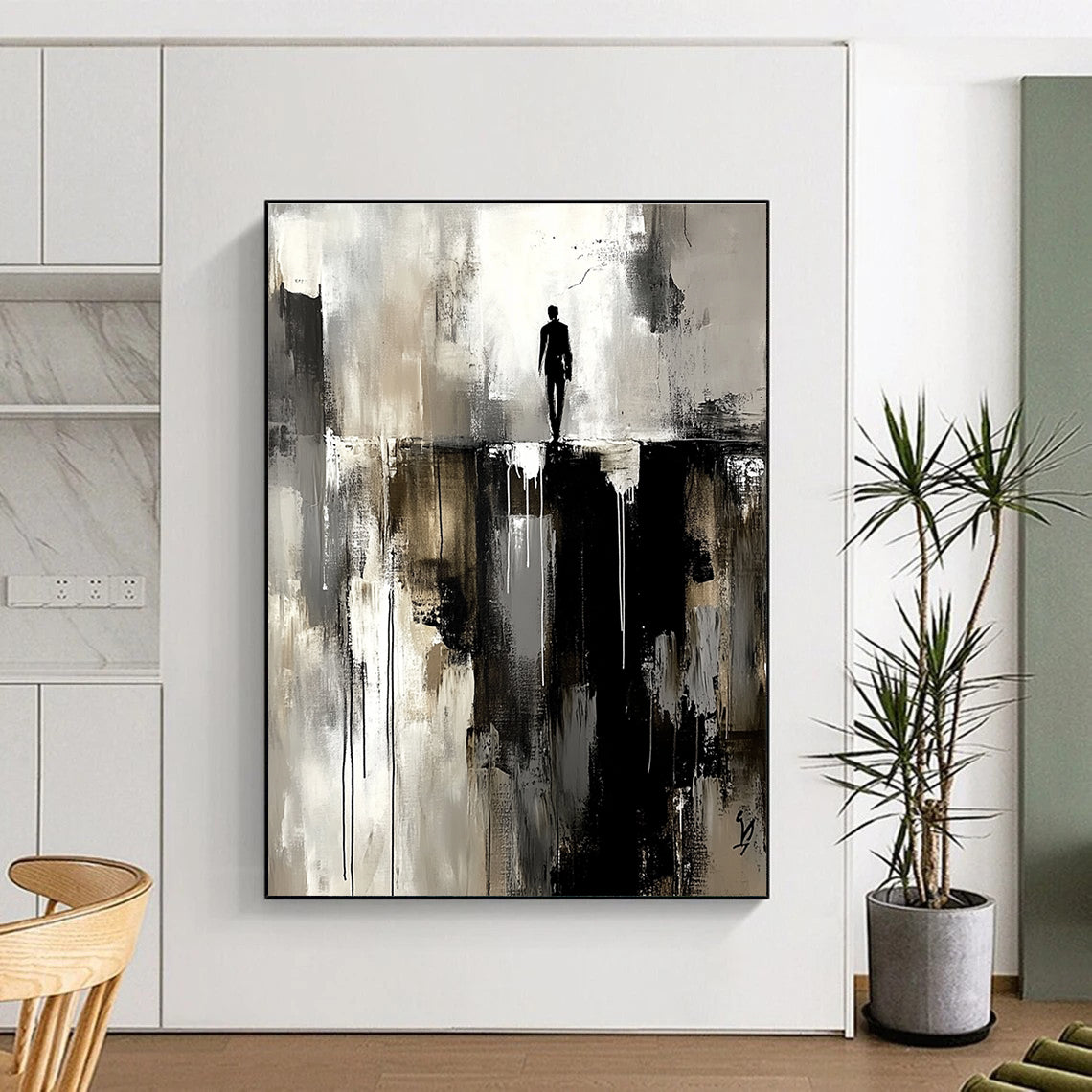 Silhouette on Precipice Abstract Painting for Bold Statements GAB0691