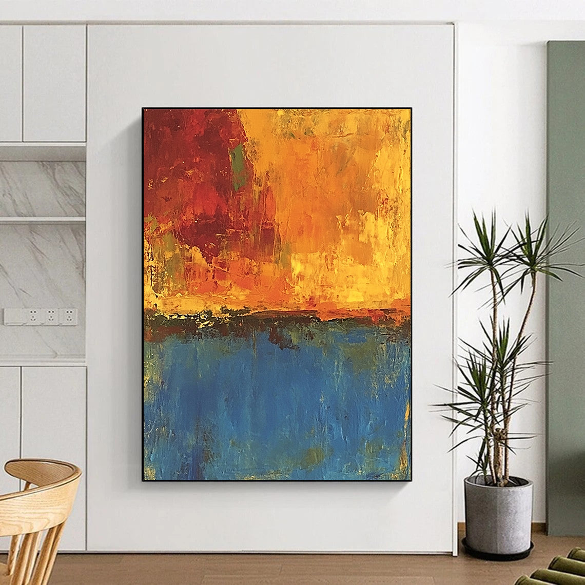 Warm and Cool Tones Abstract Painting with Dynamic Balance WINK795