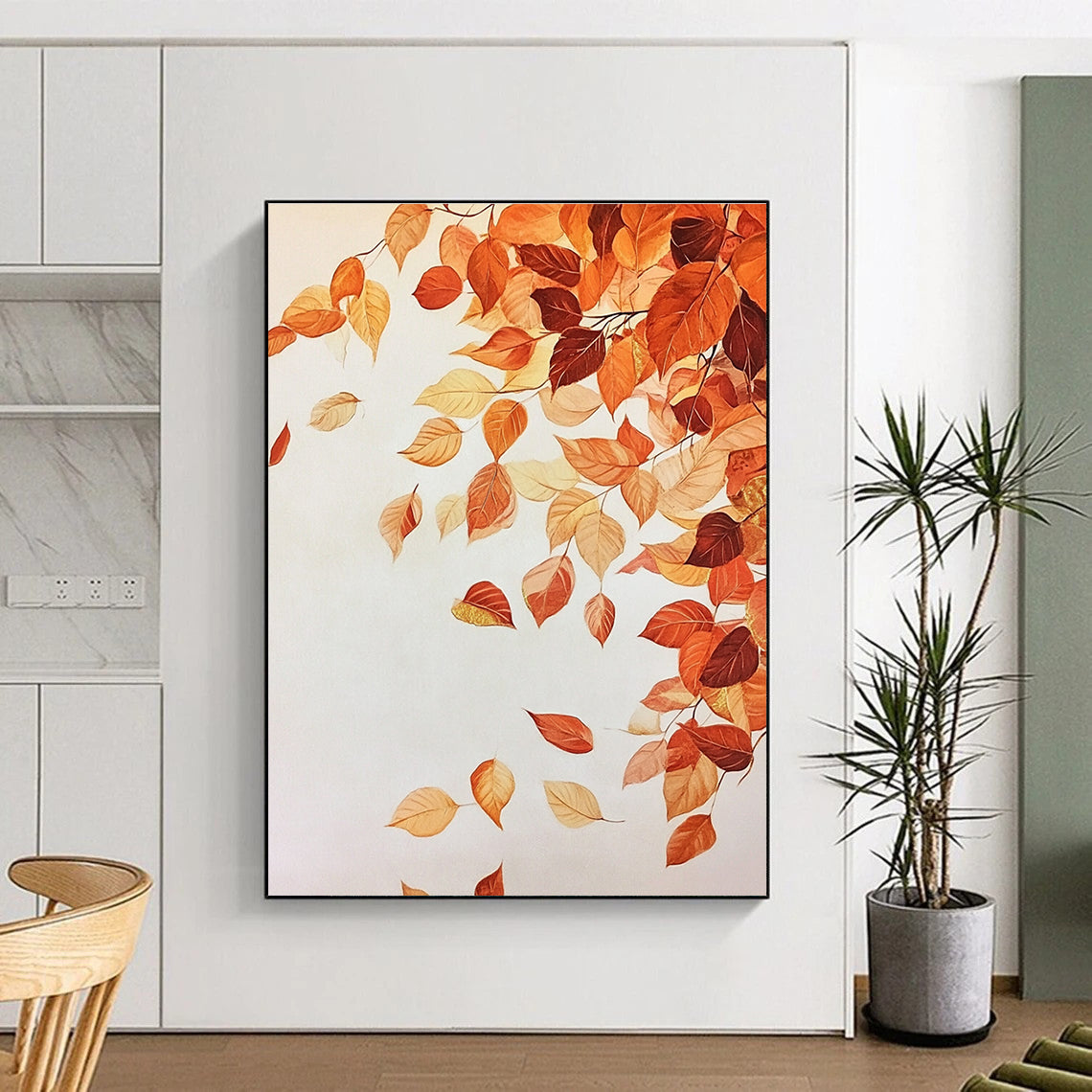Autumn Leaves in Flight Delicate Seasonal Abstract Painting GAB0277