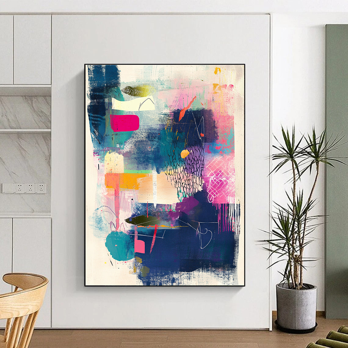 Colorful Abstract Composition Painting with Eclectic Vibrancy WINK079