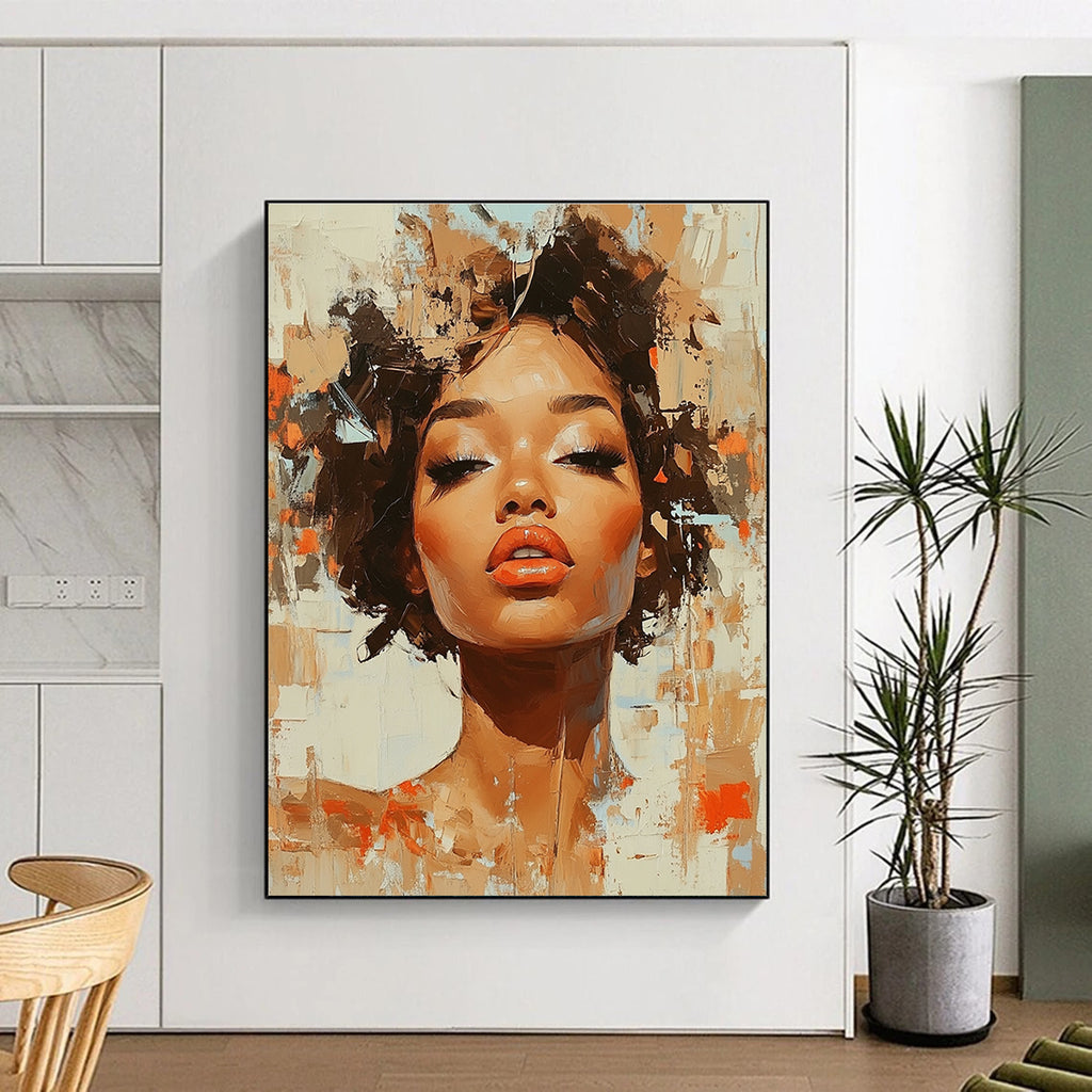 Portrait with Textured Background Abstract Painting for Creative Studio Lounges GAB1281