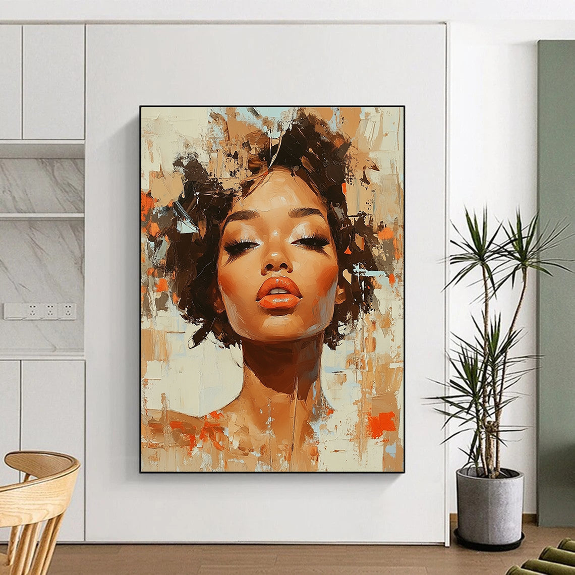 Portrait with Textured Background Abstract Painting for Creative Studio Lounges GAB1281