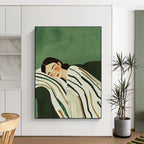 Sleeping Woman on Sofa - Serene Figurative Abstract Painting GAB0423
