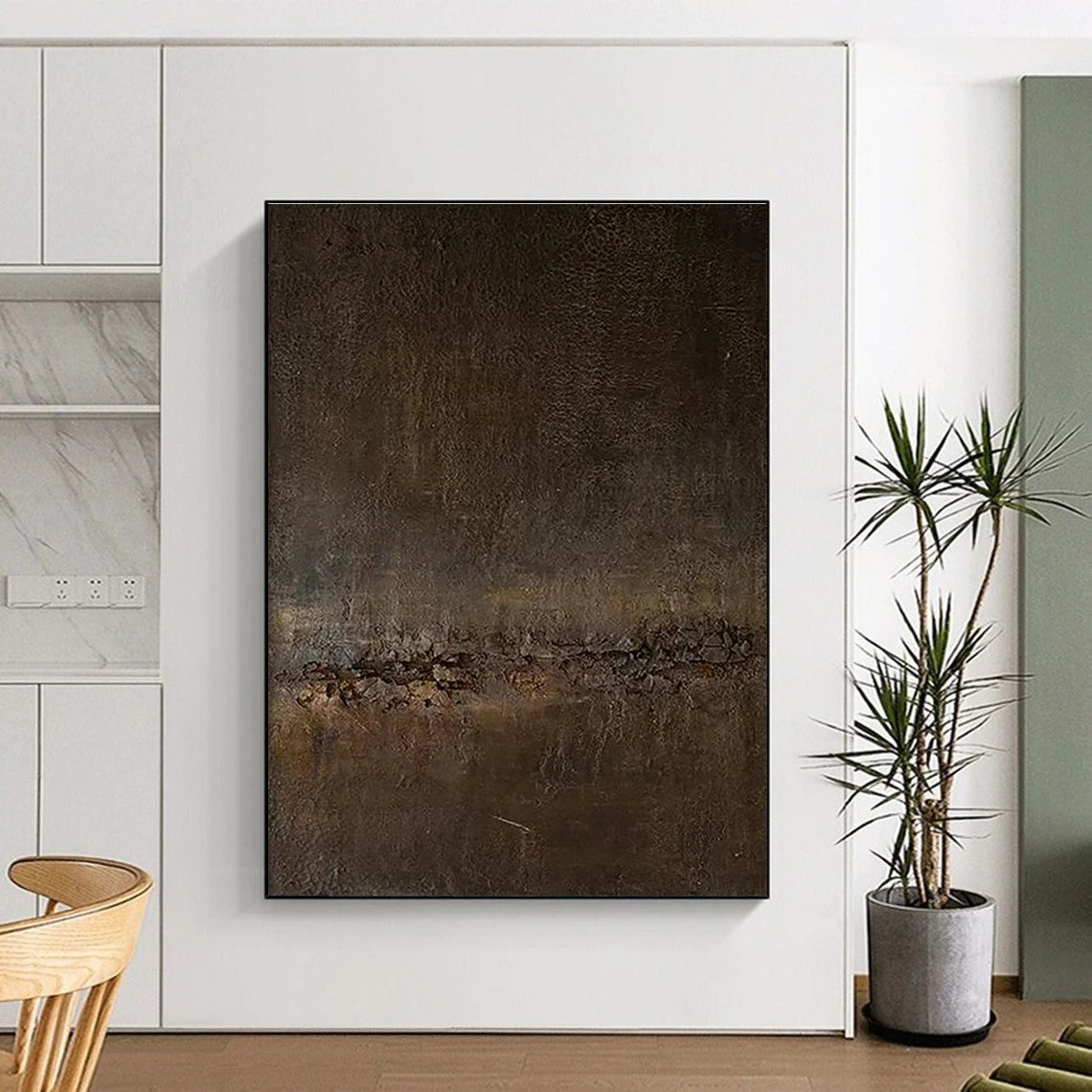 Dark Textured Abstract Painting for Sophisticated Hotel Bars HENG057