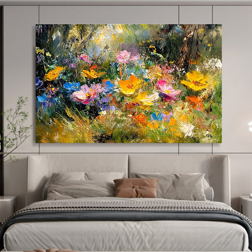 Vivid Wildflower Meadow Painting with Lush Colorful Blooms ABS559