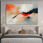 Orange and Black Abstract Painting with Dynamic Forms ABS424