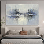 Blue - Gray Abstract Cityscape with Reflected Textures Abstract Painting ABS334
