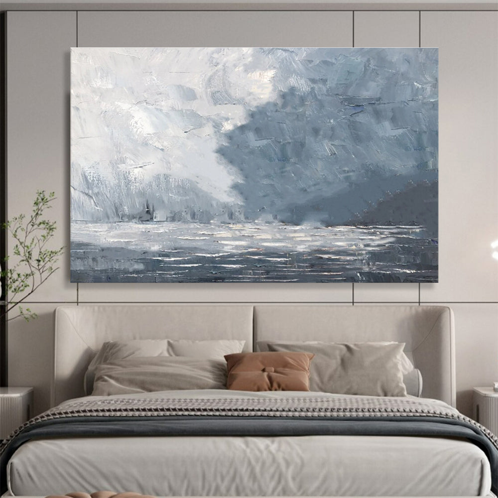 Misty Sea Abstract Painting for Atmospheric Home Libraries YHT317