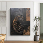 Black and Gold Textured Abstract Painting for Luxury Hotel Lobbies HENG476