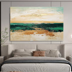 Sea and Sky Abstract Painting with Subtle Gold Accents ABS265