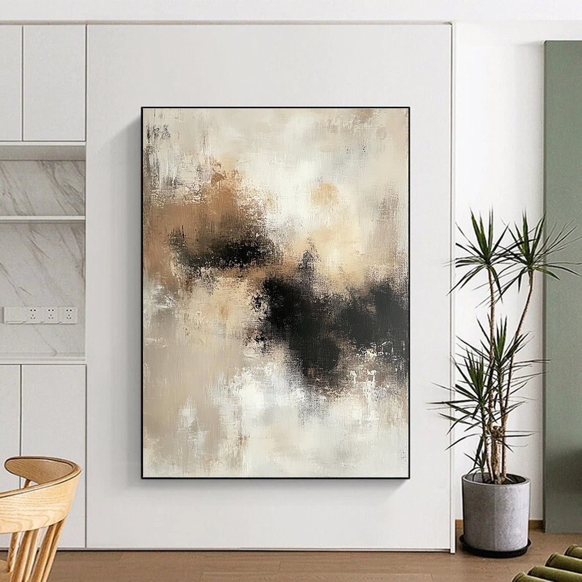 Beige - Black Abstract Painting with Quiet Intensity WINK534