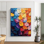 Colorful Leaf Texture Abstract Painting for Nature - Inspired Studies HENG424