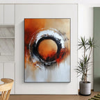 Orange Black Circular Abstract Painting with Bold Drama WINK706